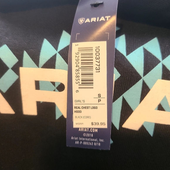 ARIAT REAL CHEST LOGO HOODIE. GIRLS SMALL. - Picture 4 of 7